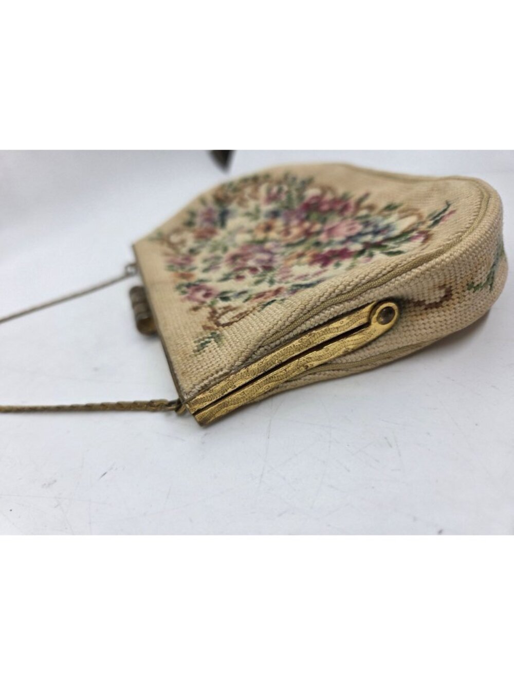 Antiq Jolle Original Floral Petie Point Needlepoint Clutch Purse Austria - Picture 4 of 9